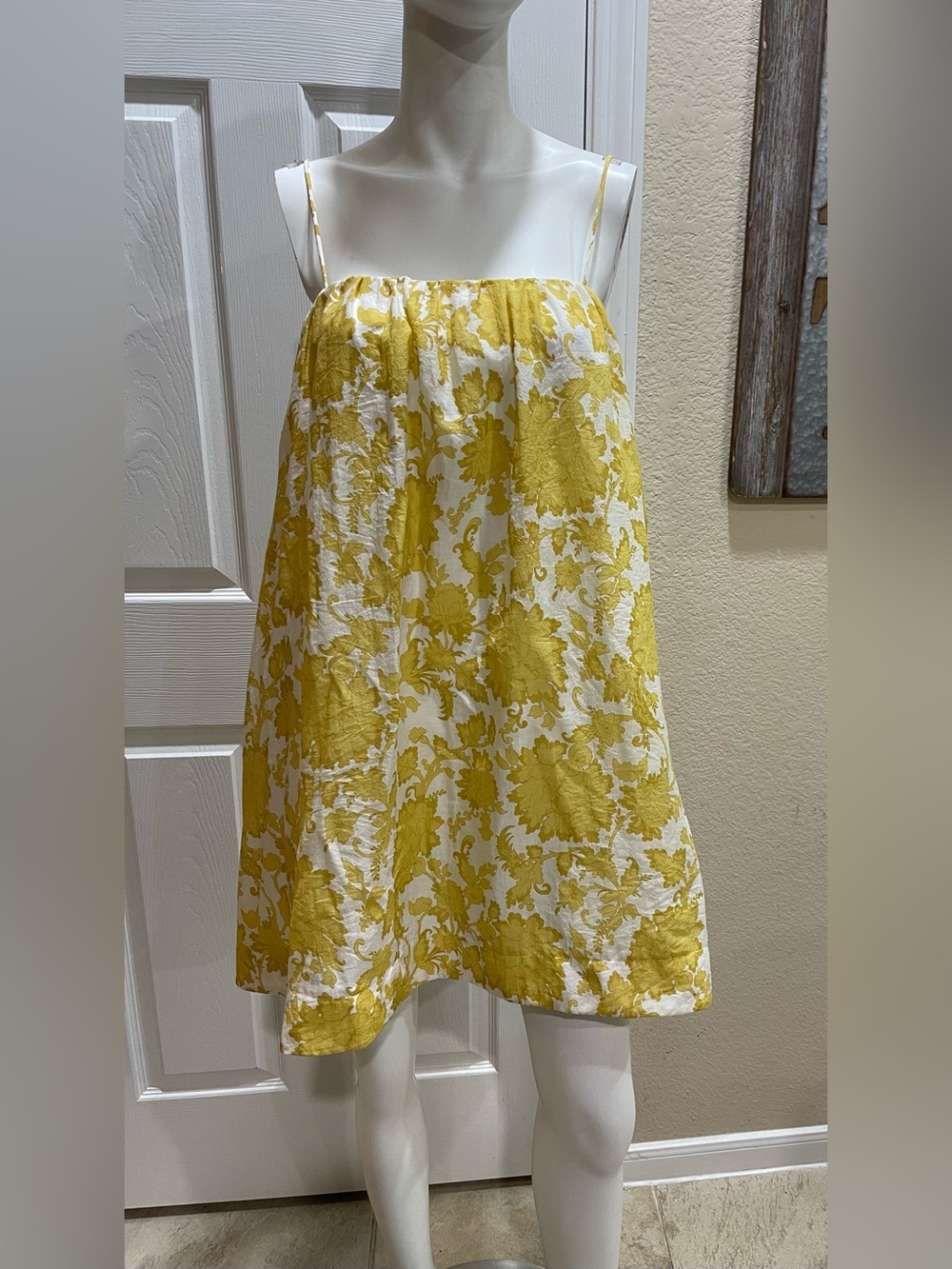 Fore Collection Yellow Floral Babydoll Mini Dress Size Large - Picture 4 of 14